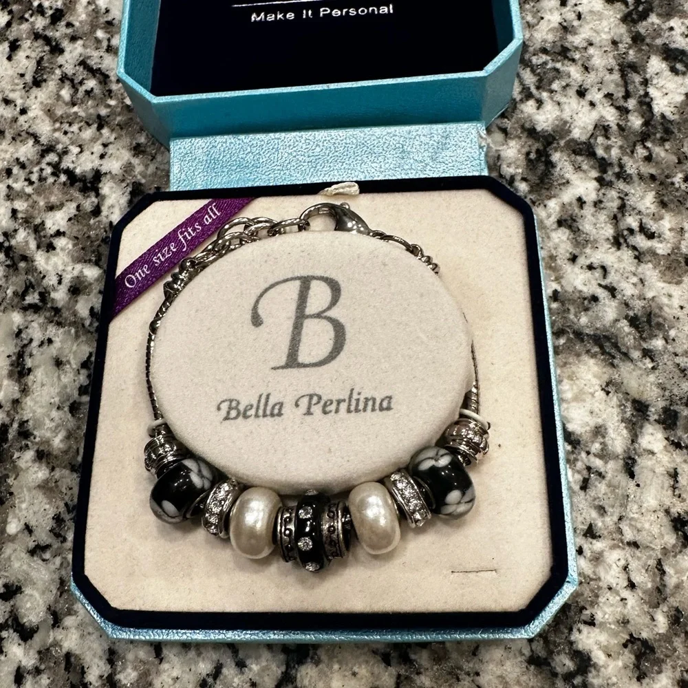 Bella perlina bracelet one size black/ sliver beads